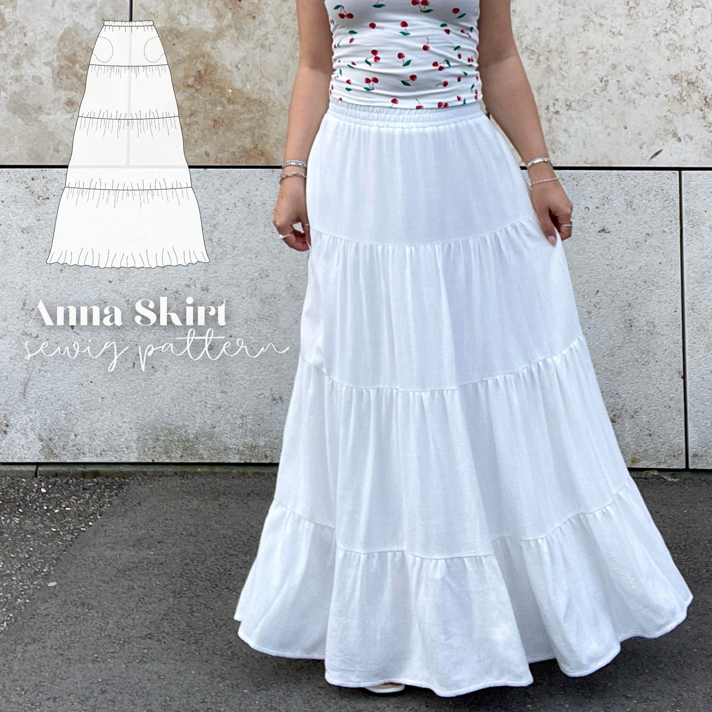 Anna maxiskirt sewingpattern ENGLISH