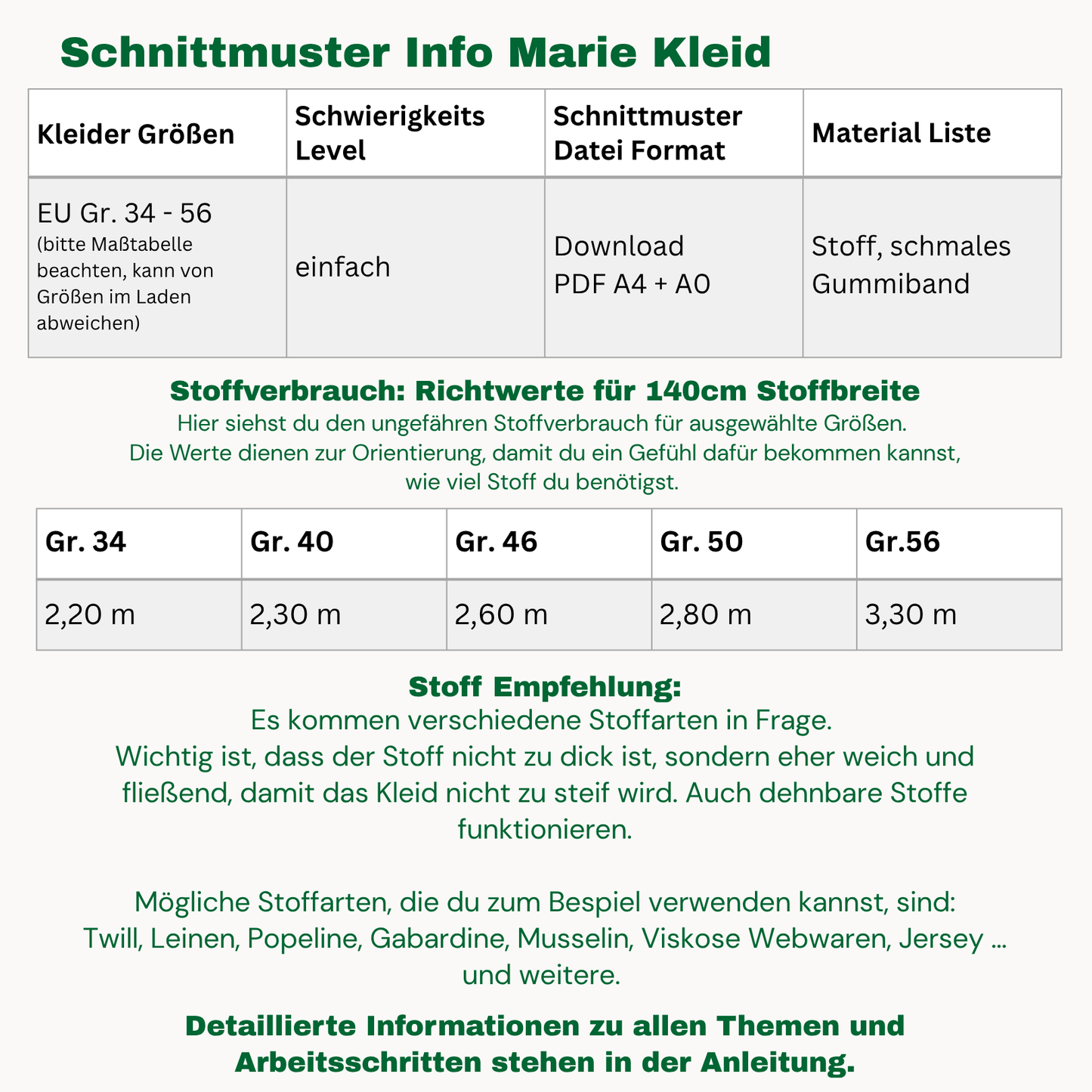 Marie Kleid Schnittmuster DEUTSCH