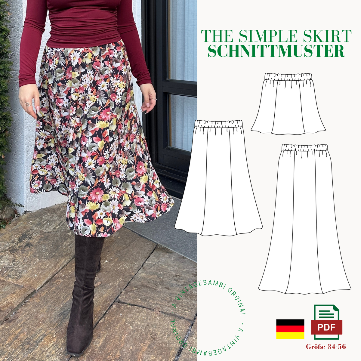 "The simple Skirt" Schnittmuster DEUTSCH