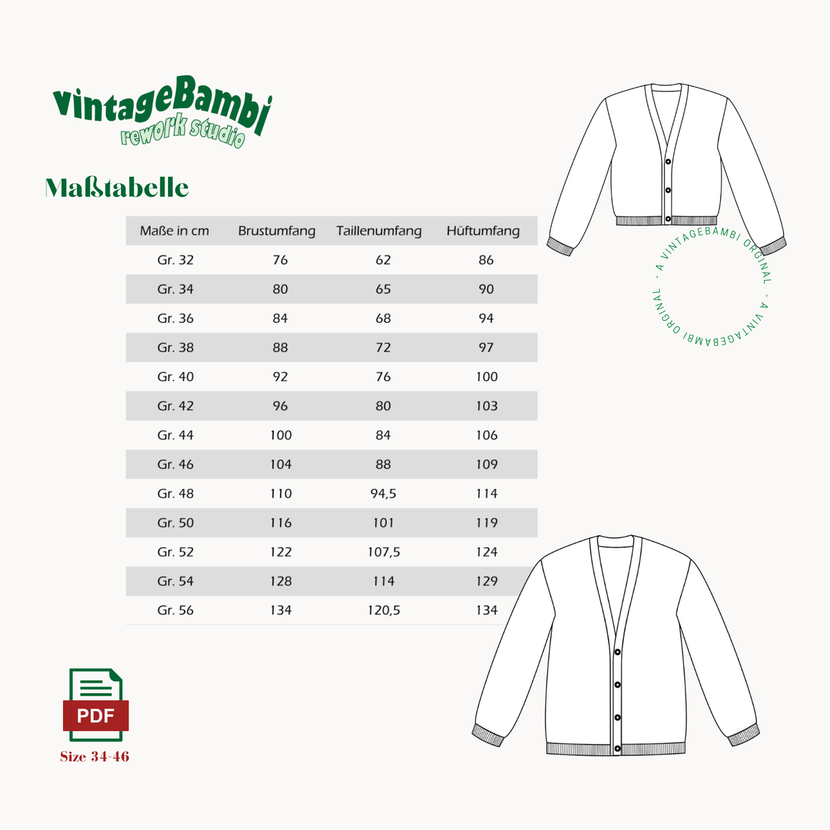 Gabi Cardigan Schnittmuster DEUTSCH