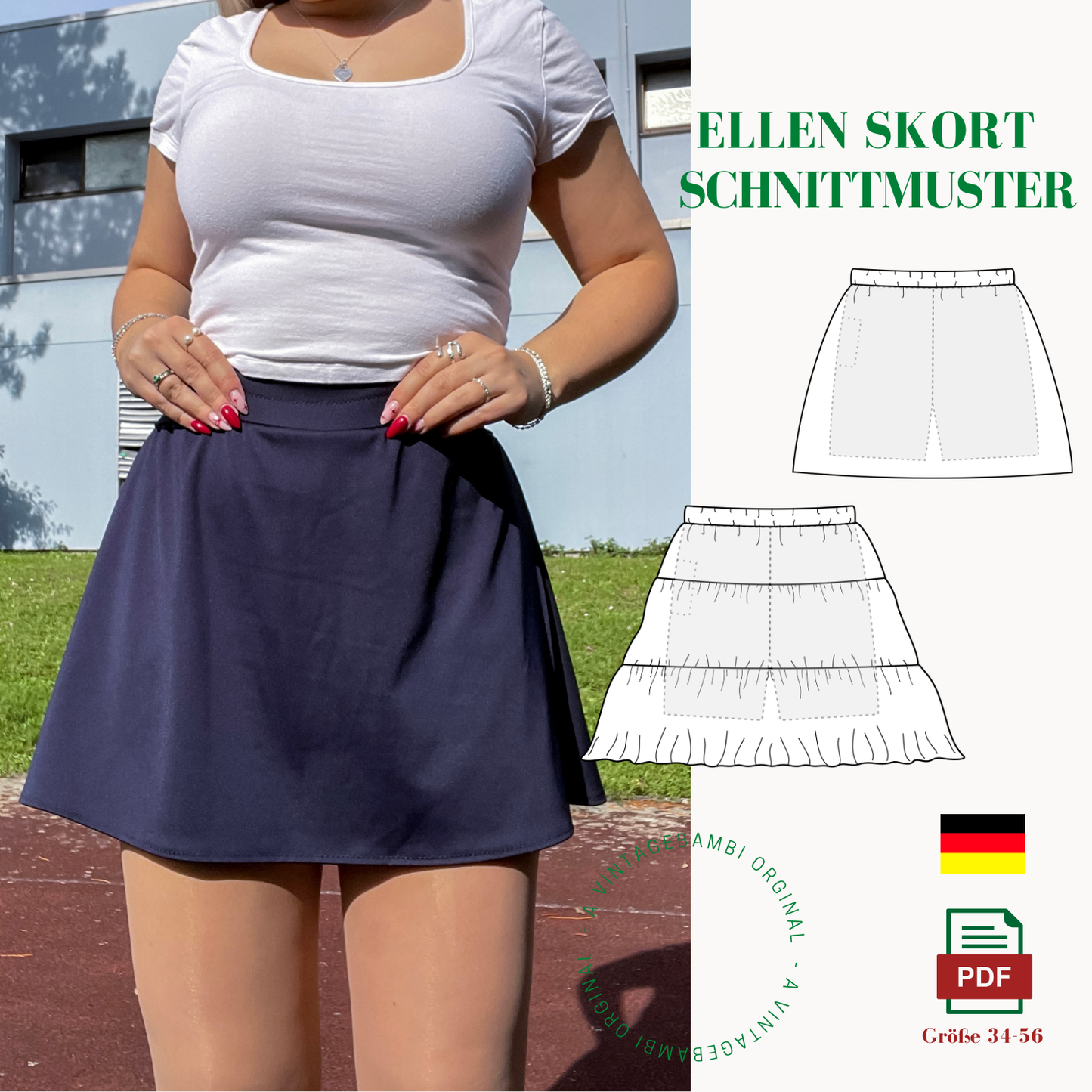 2 in 1 - Ellen Skort Schnittmuster DEUTSCH