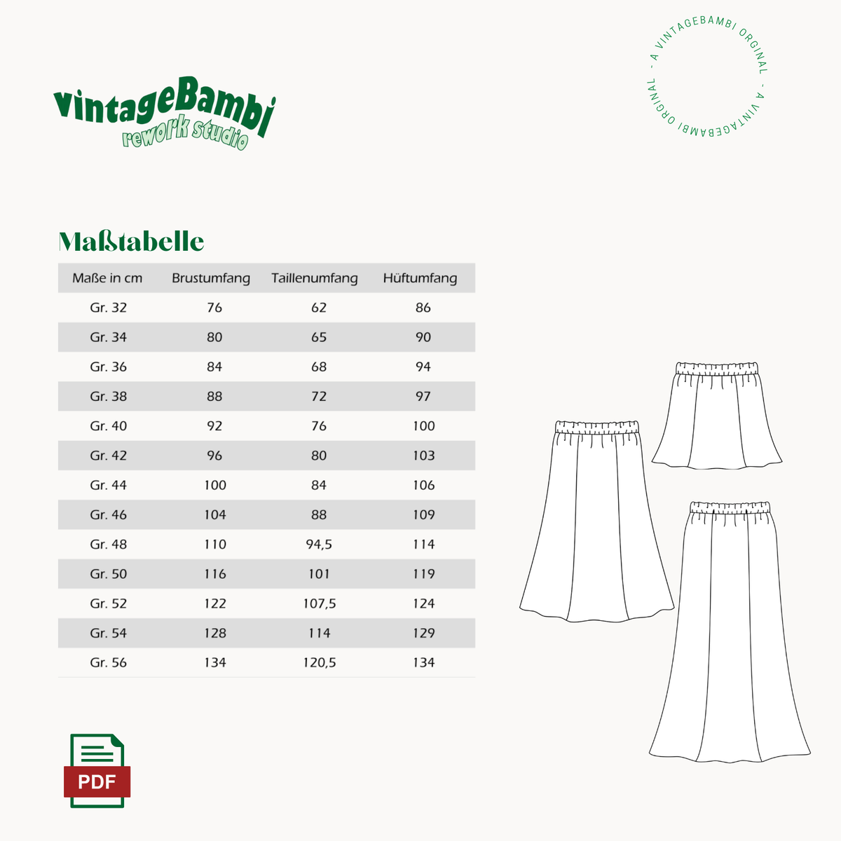 "The simple Skirt" Schnittmuster DEUTSCH