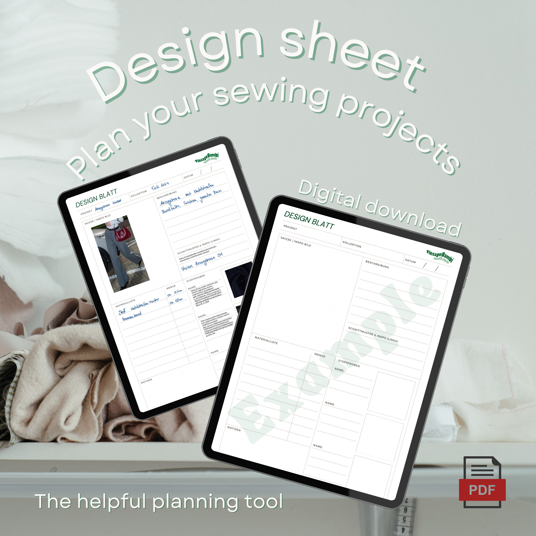 Design sheet / planning page- print template – vintageBambi