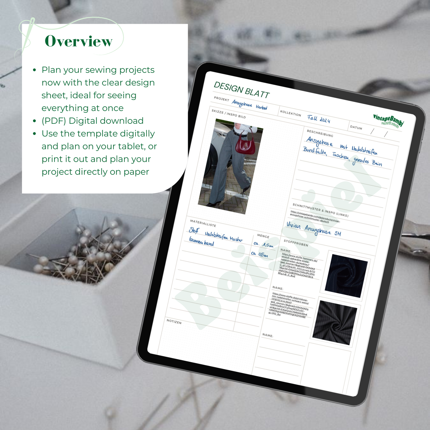 Design sheet / planning page- print template