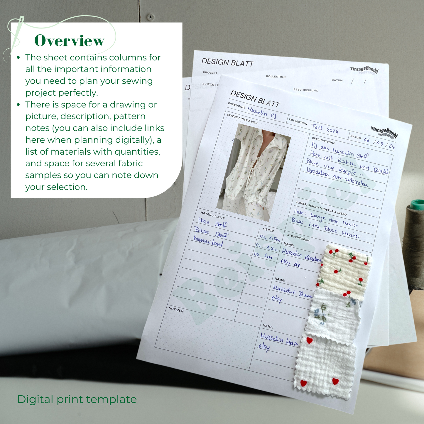 Design sheet / planning page- print template