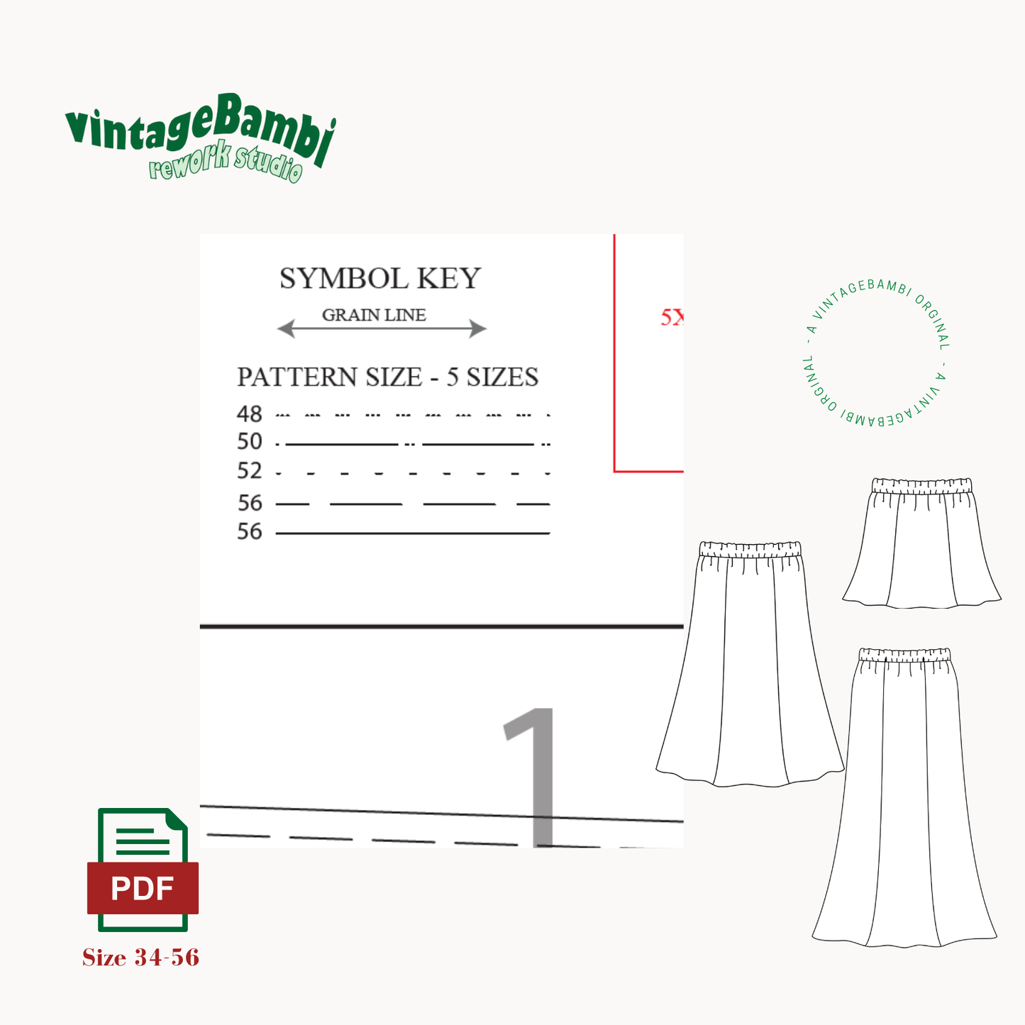 "The simple skirt" sewingpattern ENGLISH