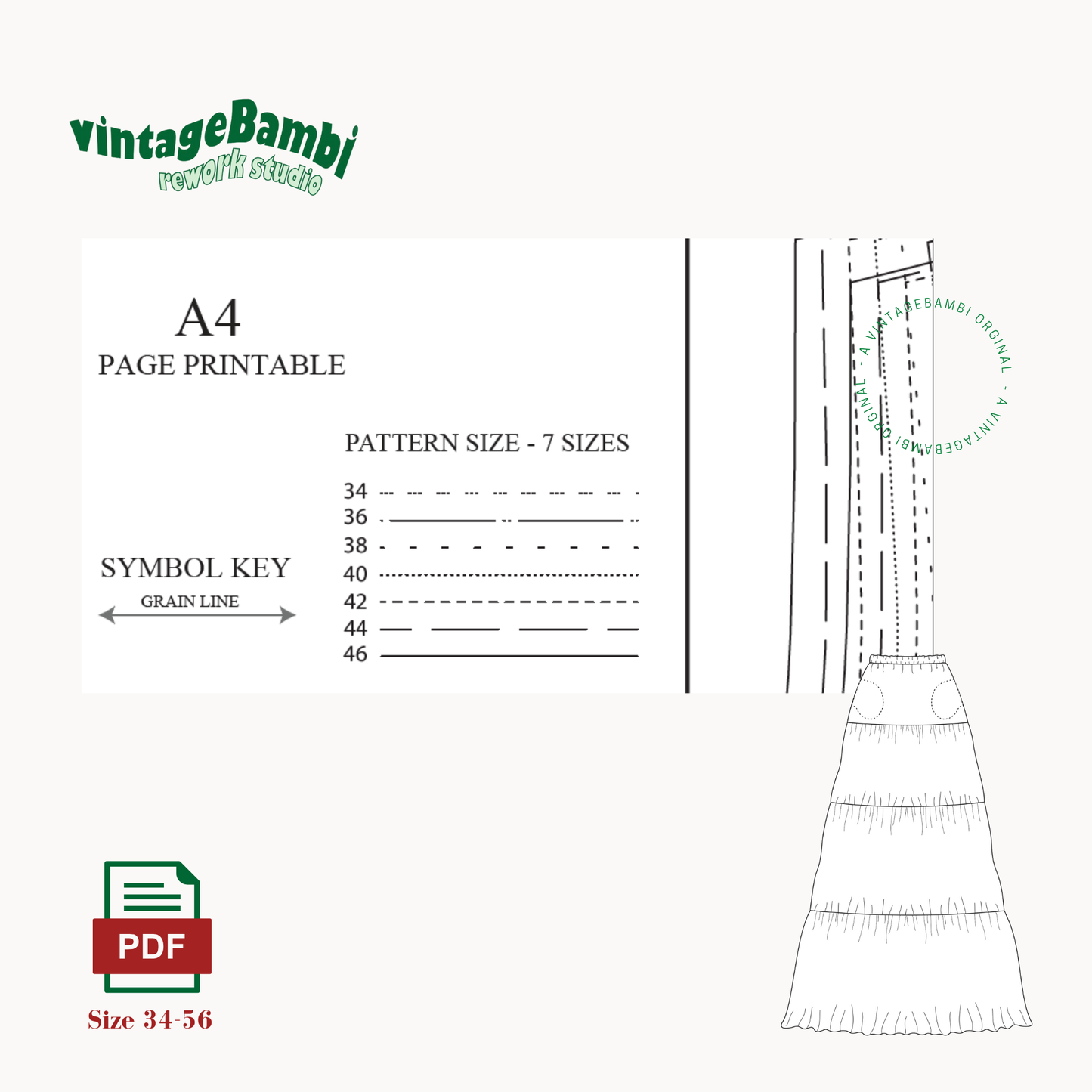 Anna maxiskirt sewingpattern ENGLISH