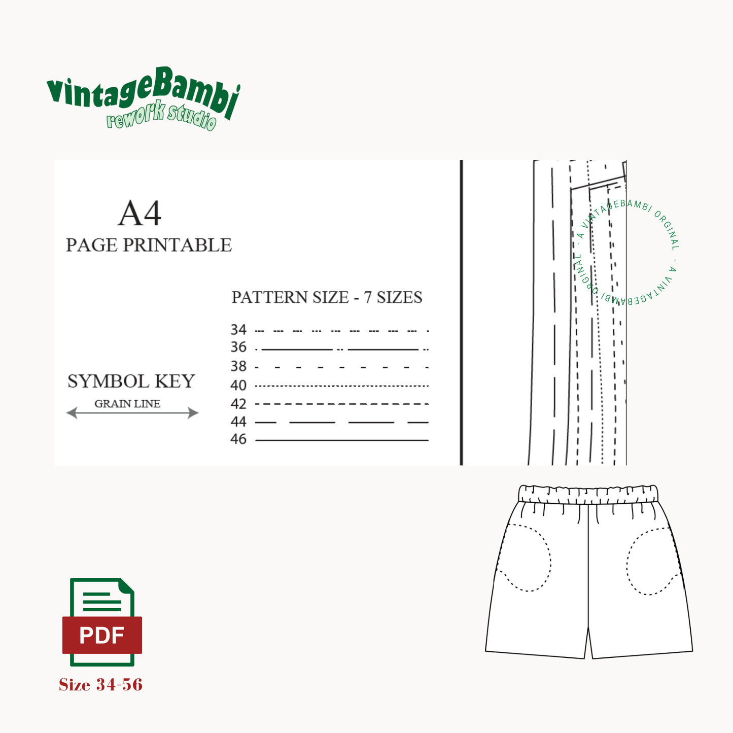 Lucy shorts sewingpattern ENGLISH