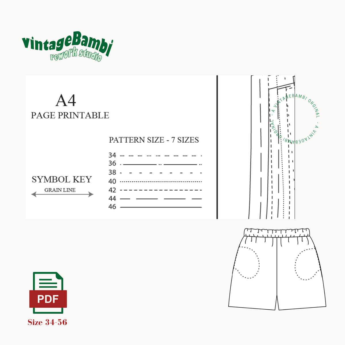 Lucy shorts sewingpattern ENGLISH