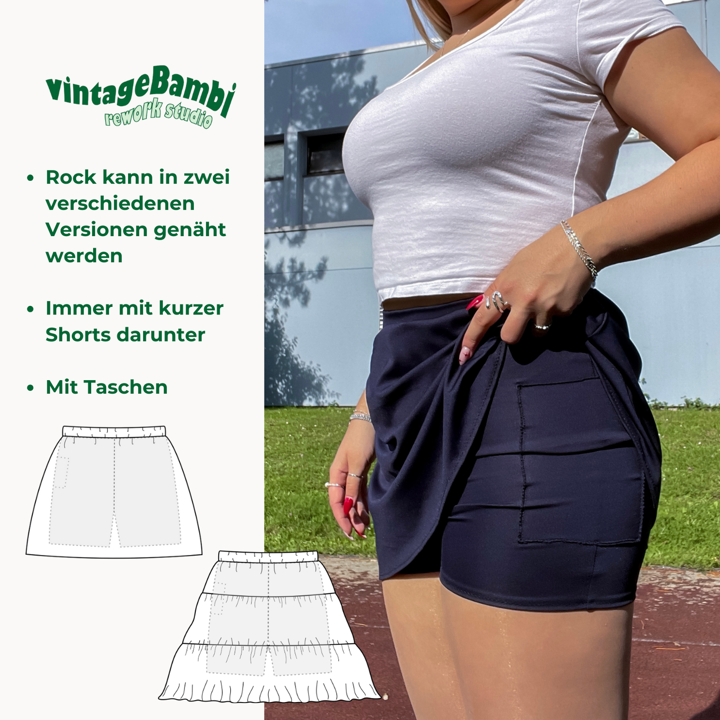 2 in 1 - Ellen Skort Schnittmuster DEUTSCH