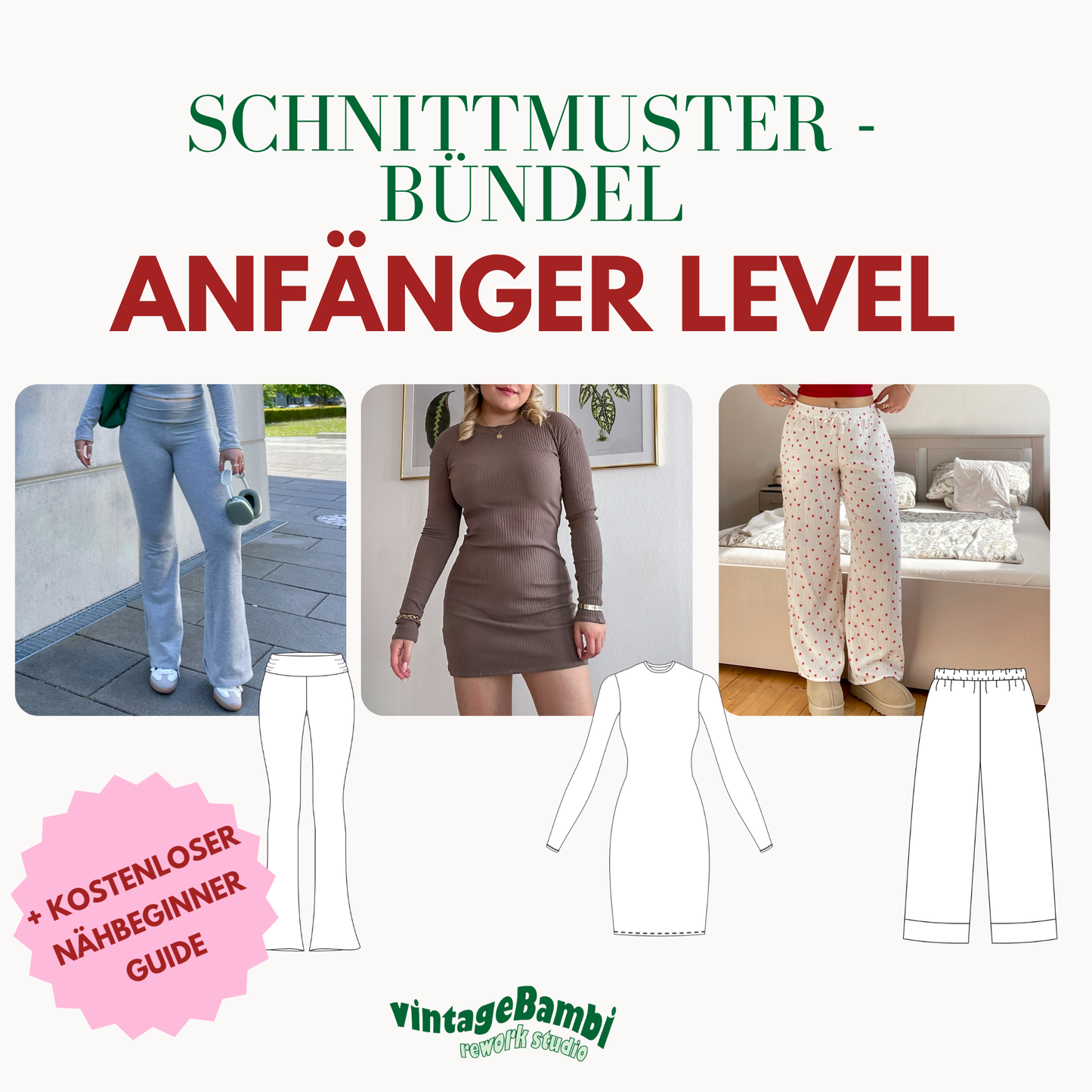 Näh-Beginner Schnittmuster Bündel DEUTSCH