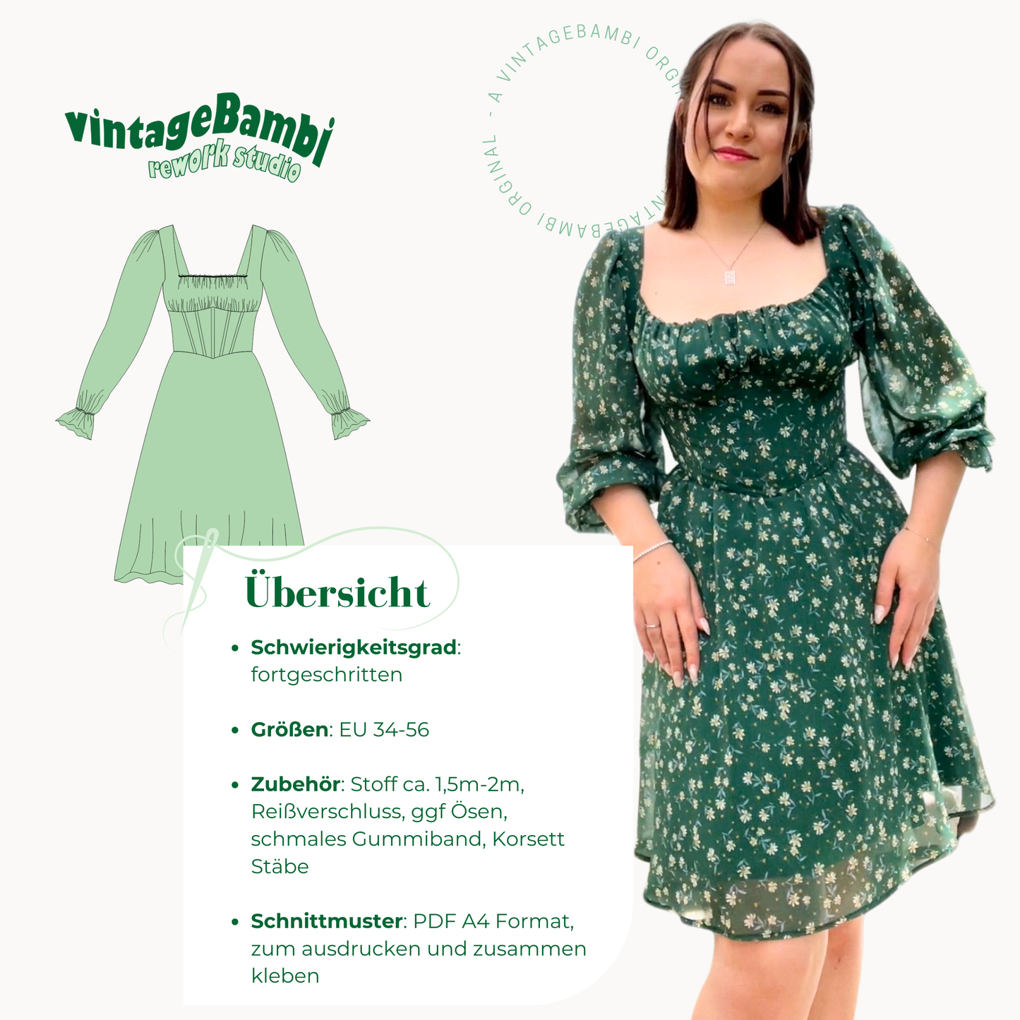 VintageBambi Korsett Kleid Schnittmuster DEUTSCH