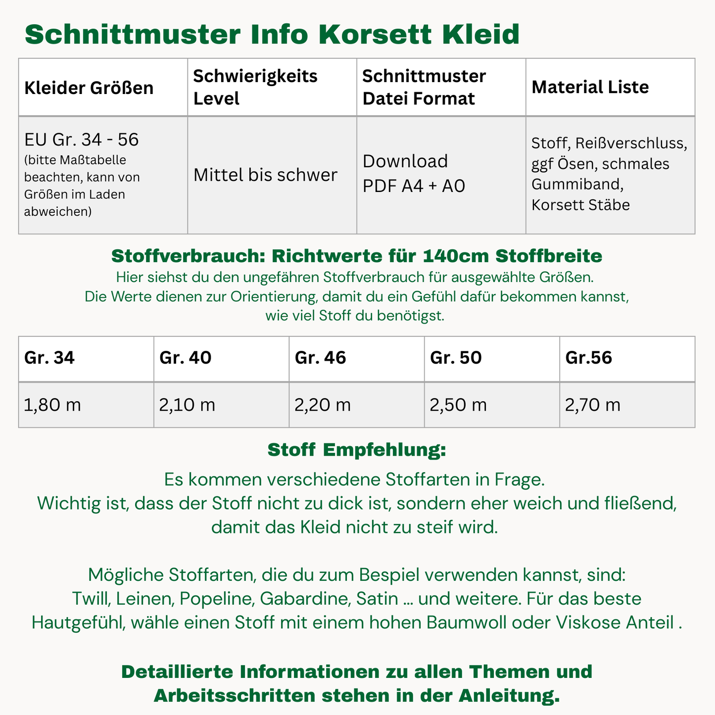 Korsett Kleid Schnittmuster DEUTSCH