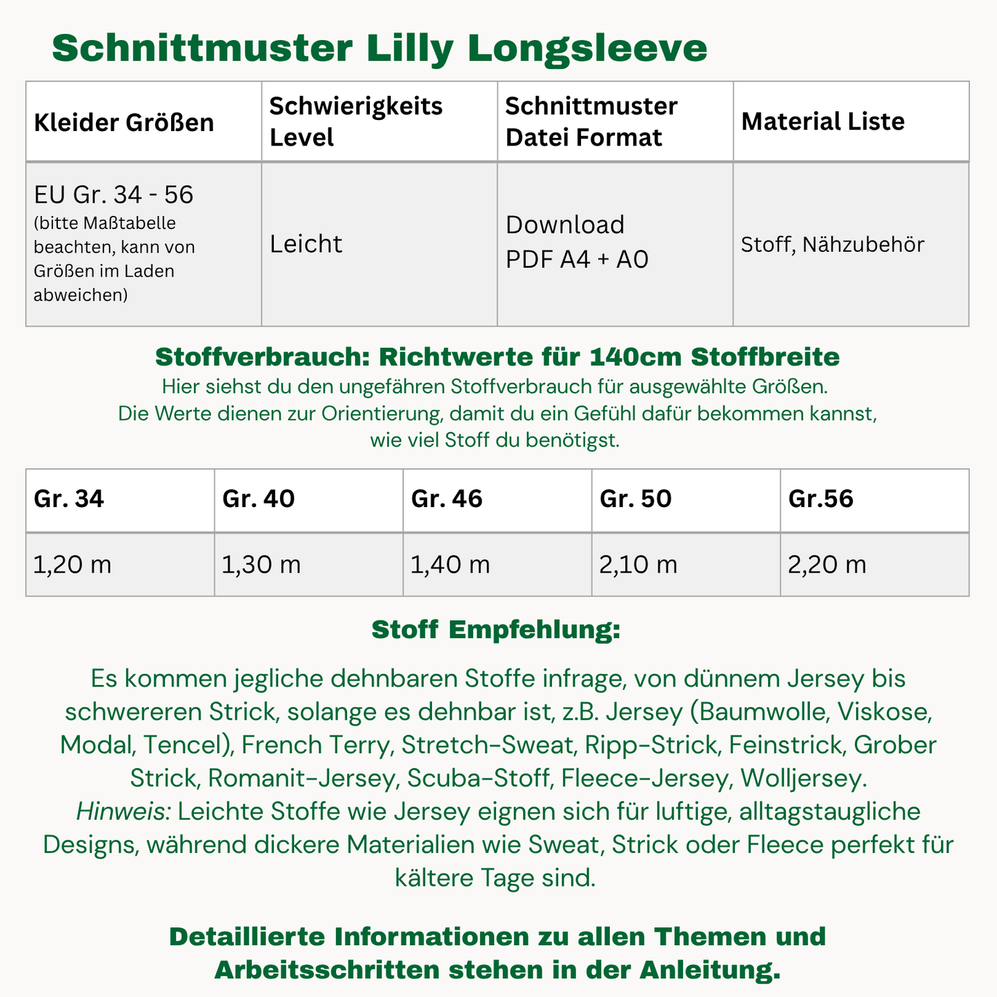 Lilly Longsleeve Schnittmuster DEUTSCH