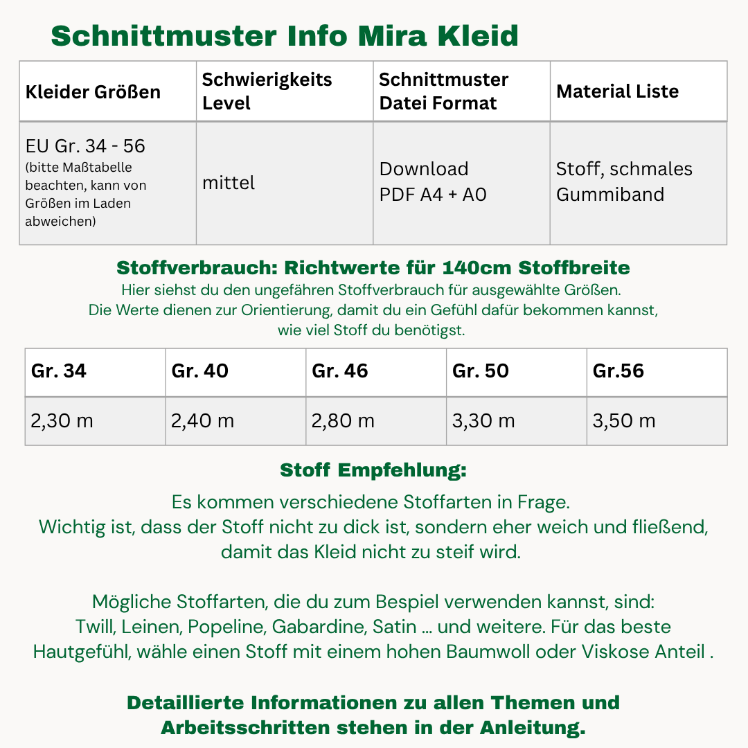 Mira Kleid Schnittmuster DEUTSCH