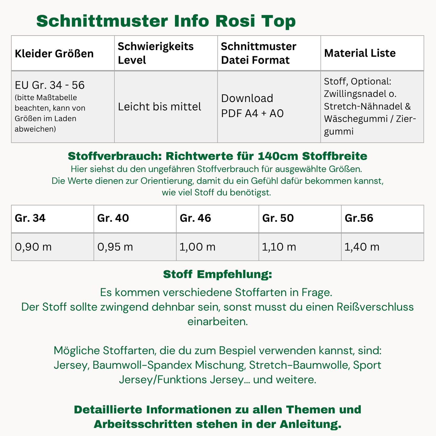 Rosi Top Schnittmuster DEUTSCH