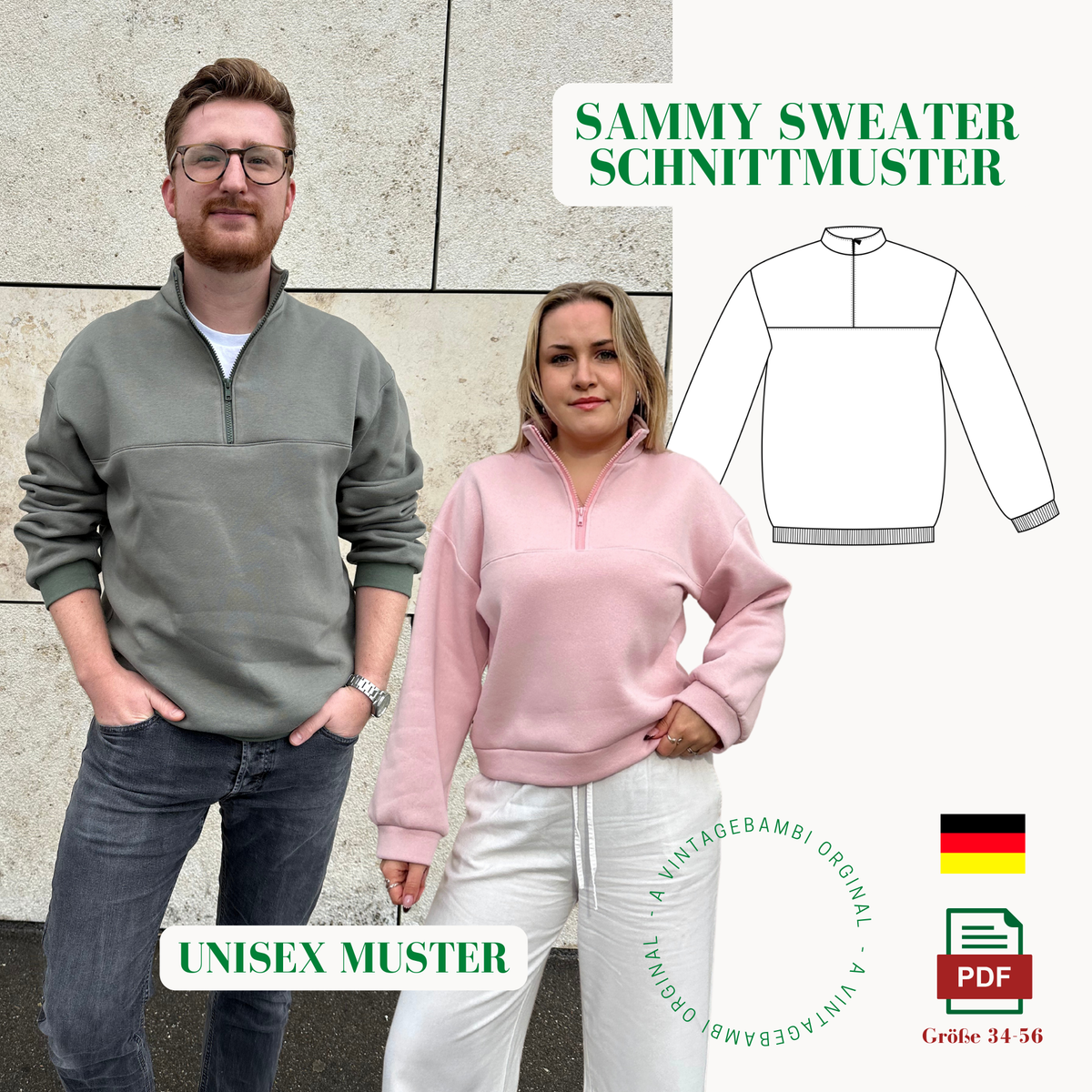 Sammy Sweatshirt Schnittmuster DEUTSCH