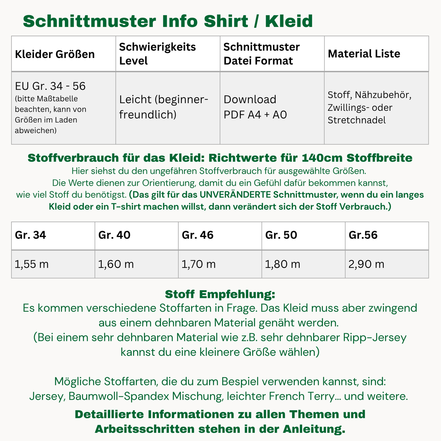 Shirt / Kleid Schnittmuster DEUTSCH