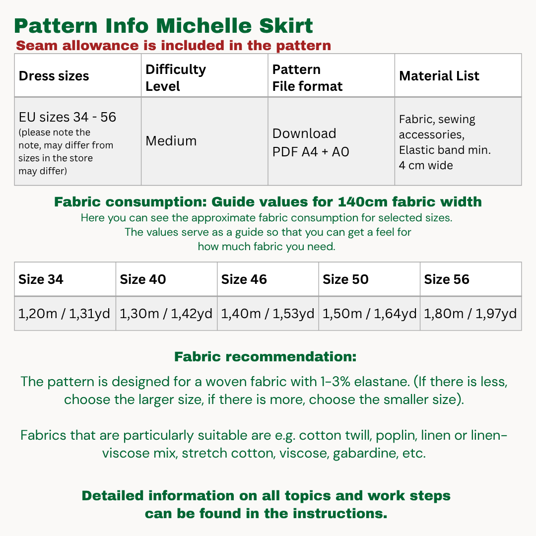 Michelle skort sewingpattern ENGLISH