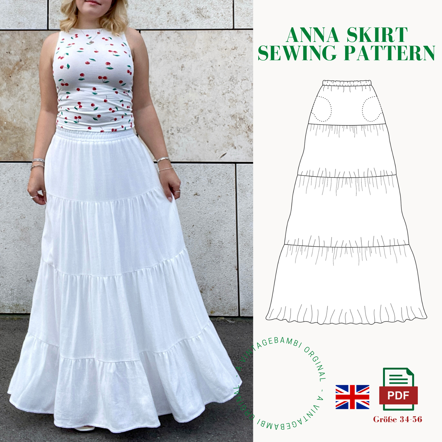 Anna Skirt sewing pattern ENGLISH