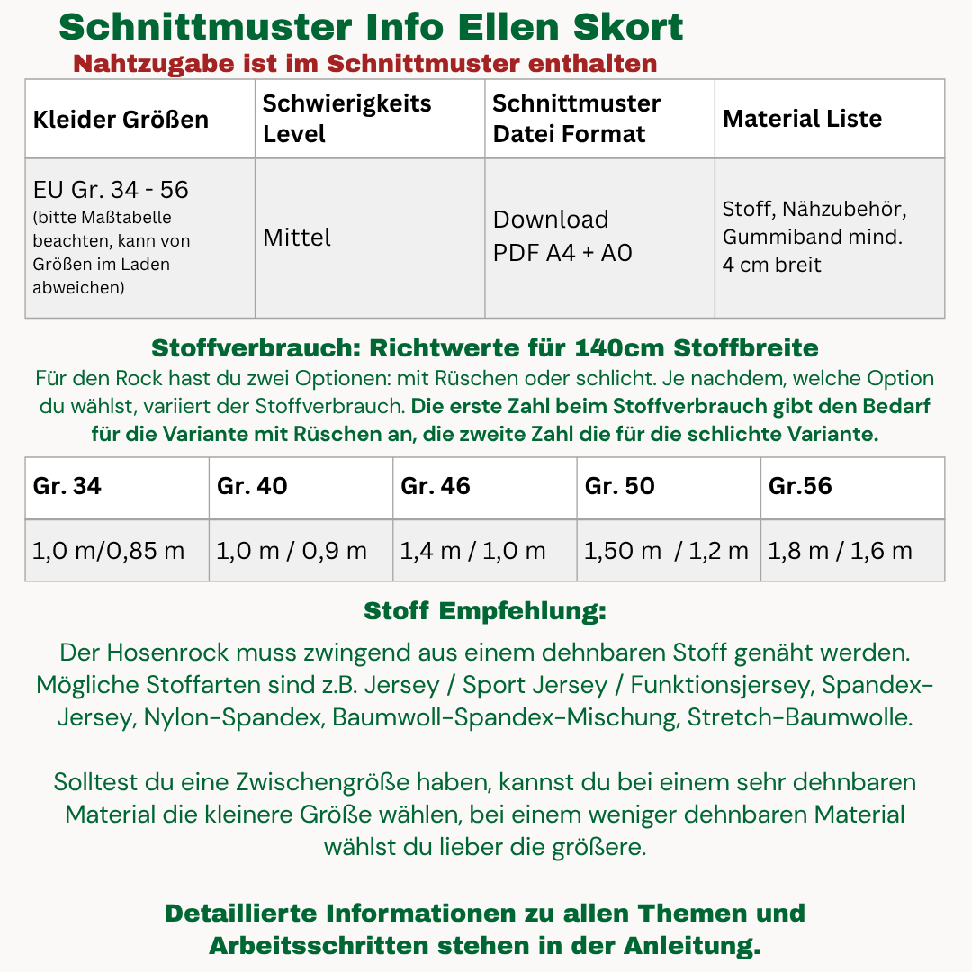 2 in 1 - Ellen Skort Schnittmuster DEUTSCH