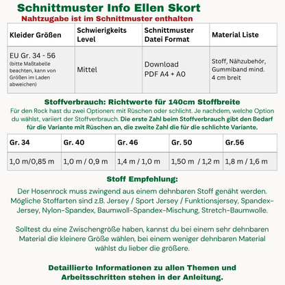 2 in 1 - Ellen Skort Schnittmuster DEUTSCH