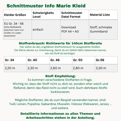 Marie Kleid Schnittmuster DEUTSCH