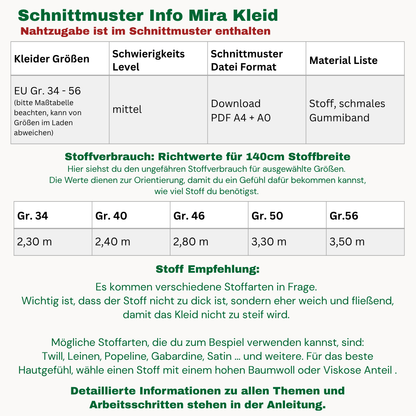 Mira Kleid Schnittmuster DEUTSCH