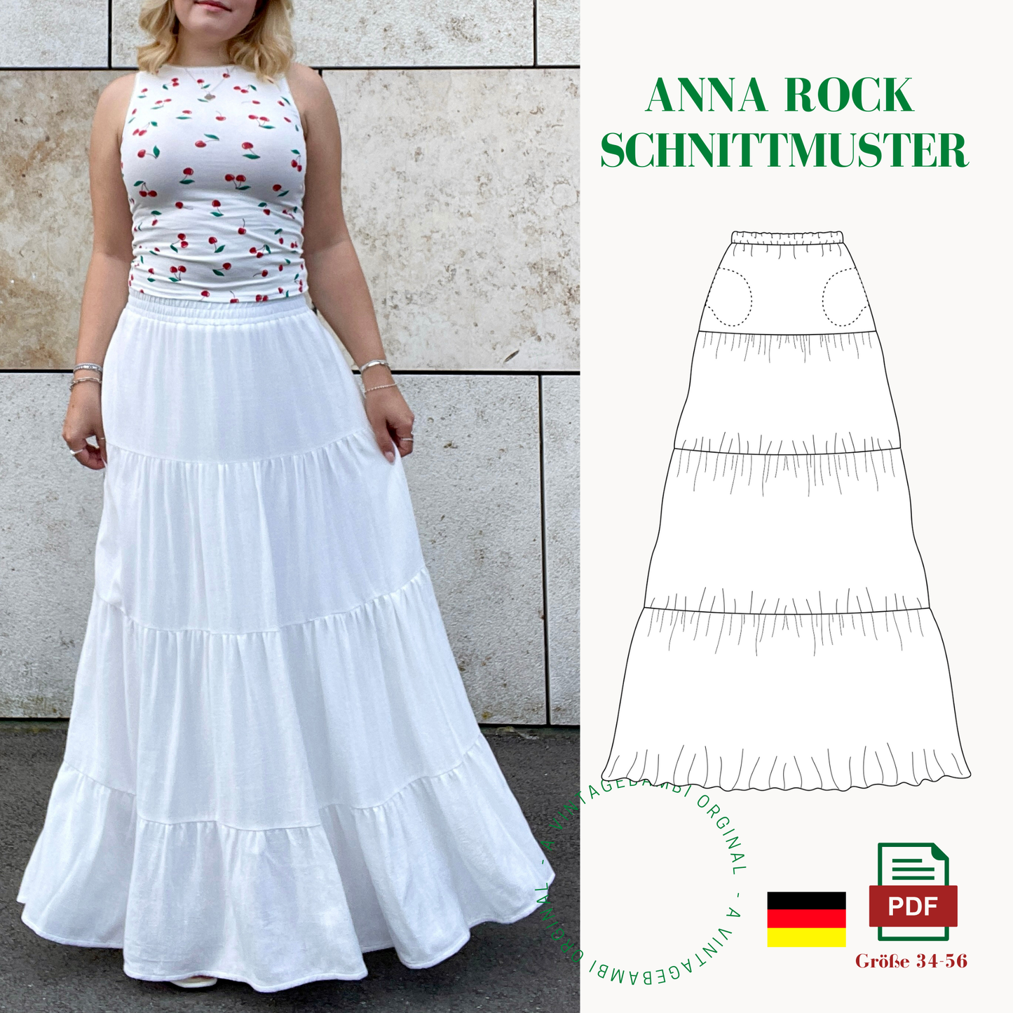 Anna Maxirock Schnittmuster DEUTSCH