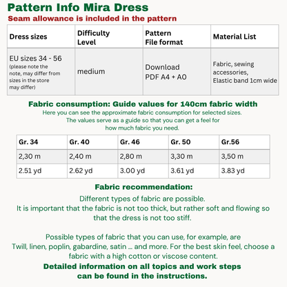 Mira dress sewingpattern ENGLISH
