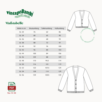 Gabi Cardigan Schnittmuster DEUTSCH