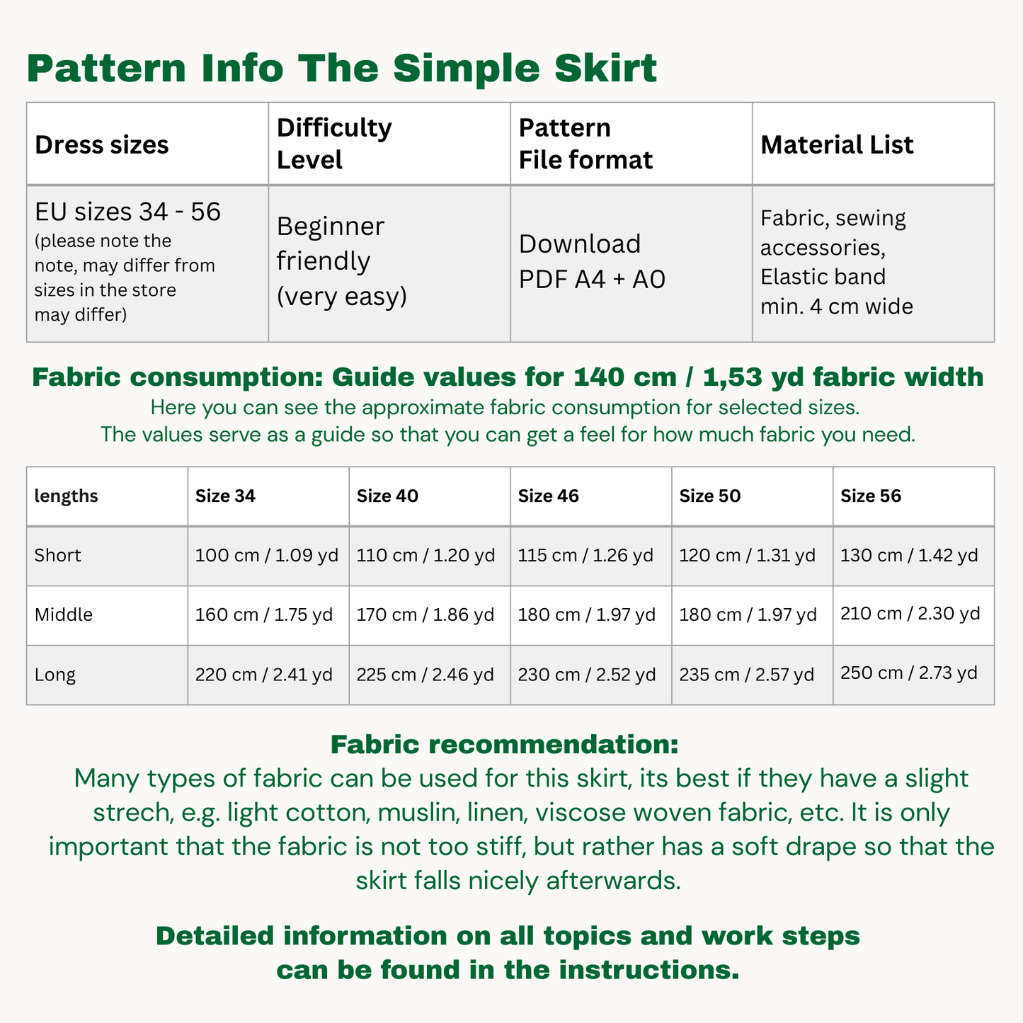 "The simple skirt" sewingpattern ENGLISH