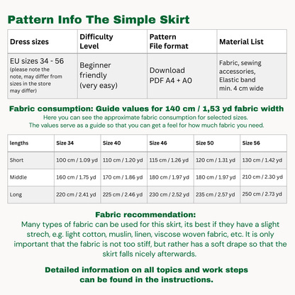 "The simple skirt" sewingpattern ENGLISH