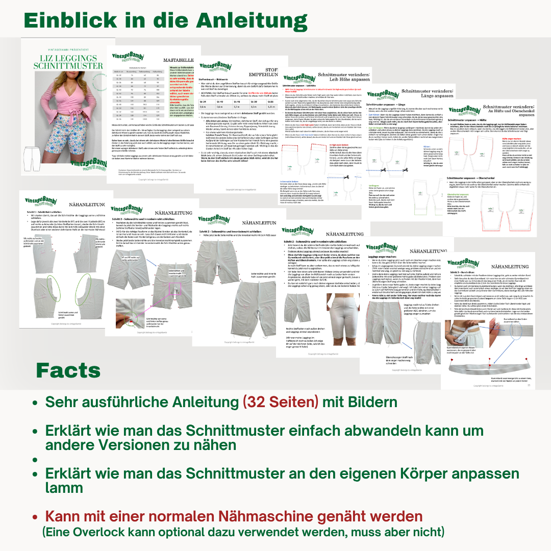 Liz Leggings Schnittmuster DEUTSCH