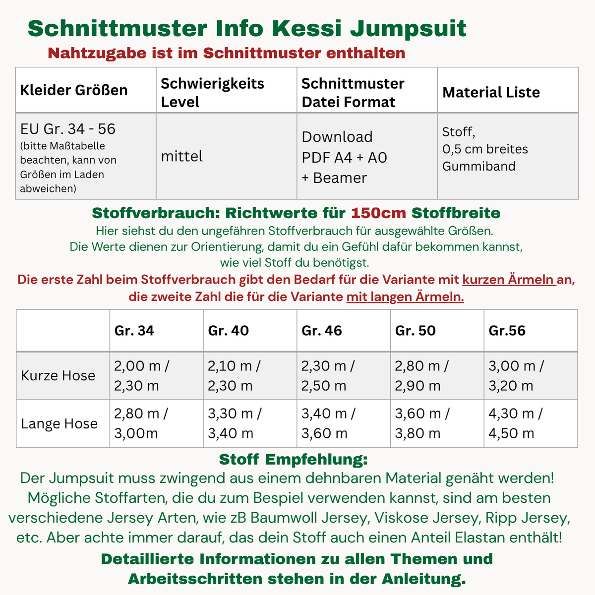 Kessi Jumpsuit Schnittmuster Deutsch