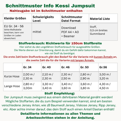 Kessi Jumpsuit Schnittmuster Deutsch