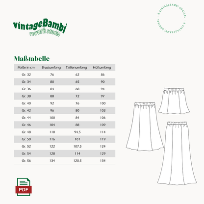 "The simple Skirt" Schnittmuster DEUTSCH