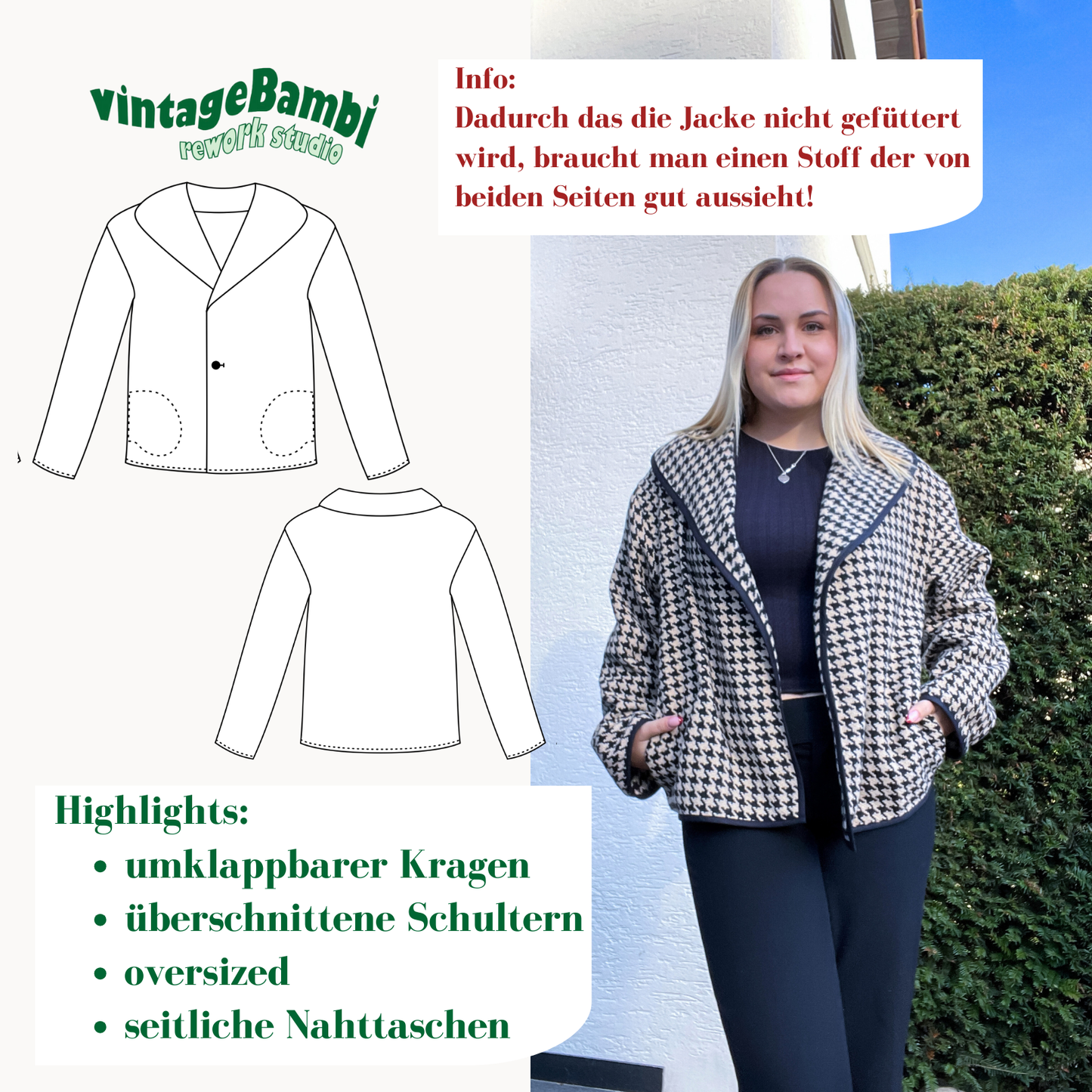 Sarah Jacke / Blazer Schnittmuster DEUTSCH