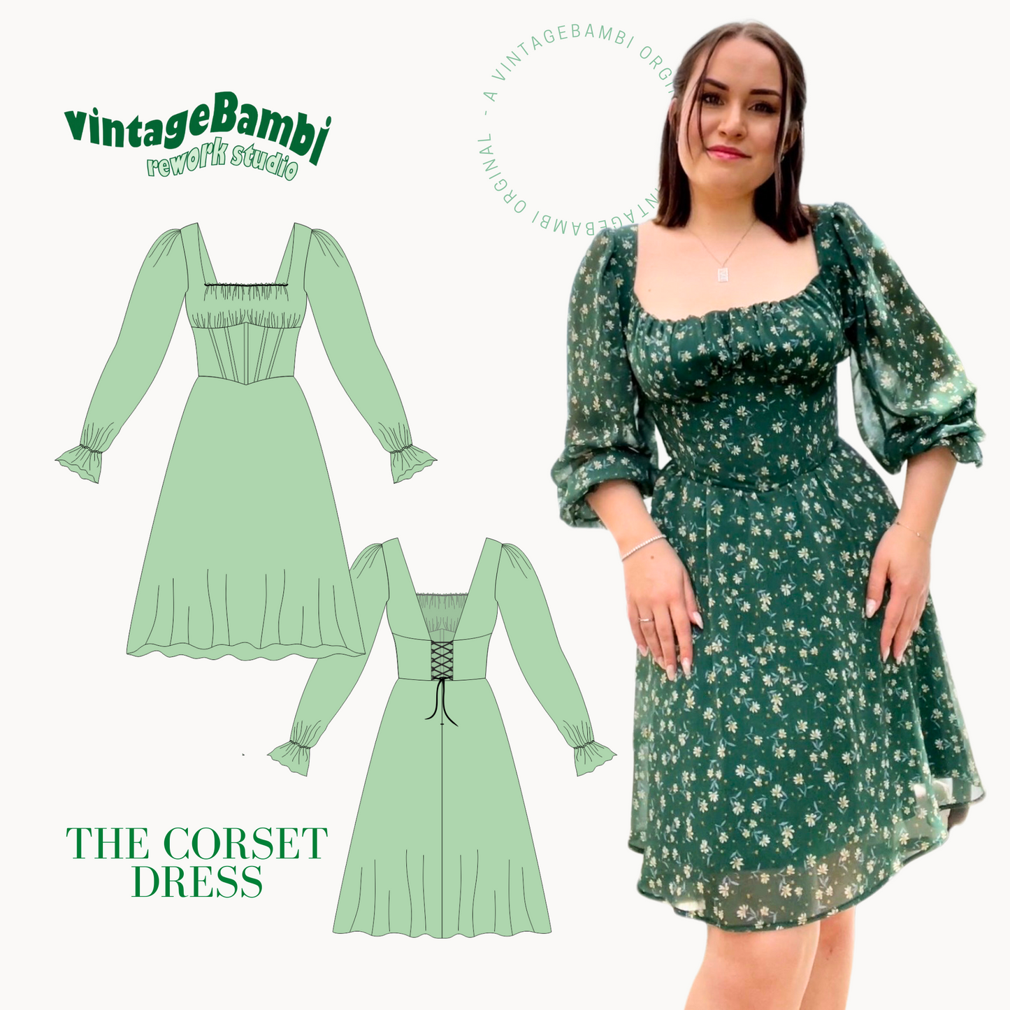 VintageBambi corset dress pattern ENGLISH