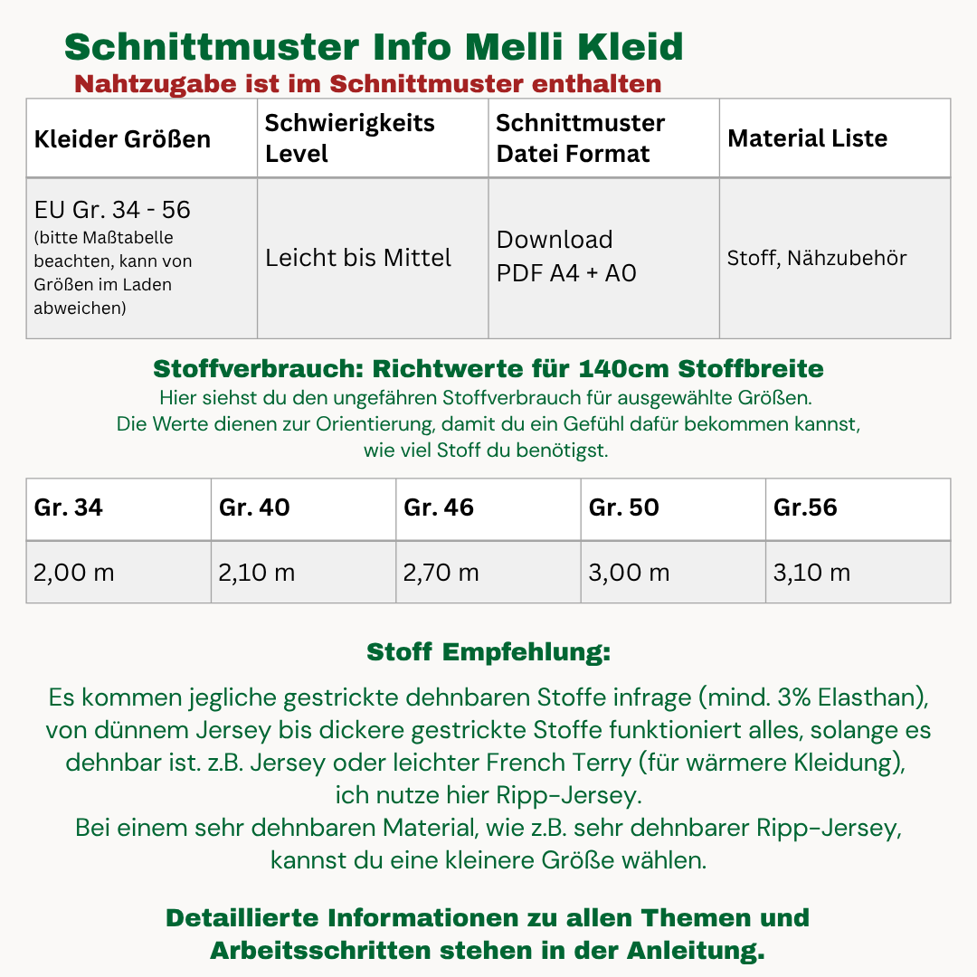 Melli Kleid Schnittmuster DEUTSCH