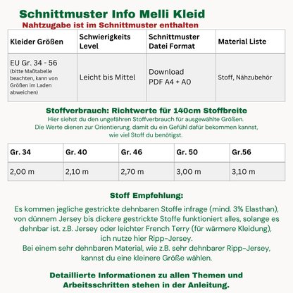 Melli Kleid Schnittmuster DEUTSCH