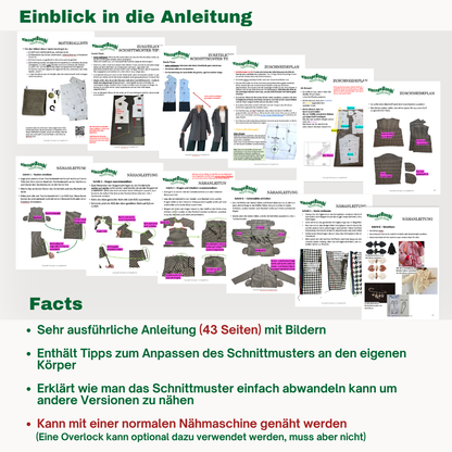 Sarah Jacke Schnittmuster DEUTSCH