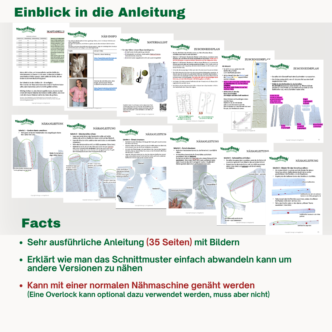 Bluse Lera Schnittmuster DEUTSCH