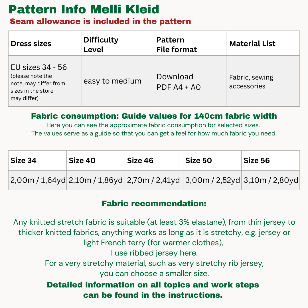 Melli dress sewing pattern ENGLISH