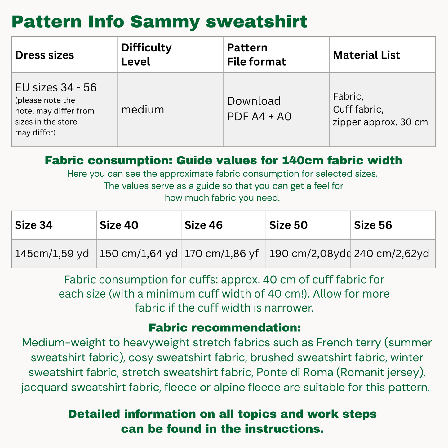 Sammy sweatshirt pattern ENGLISH