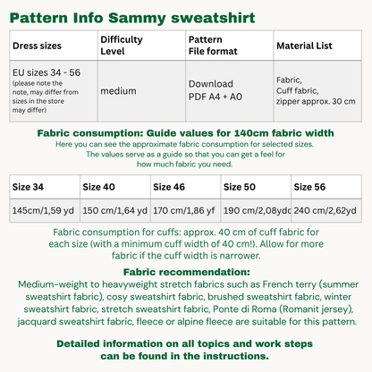 Sammy sweatshirt pattern ENGLISH