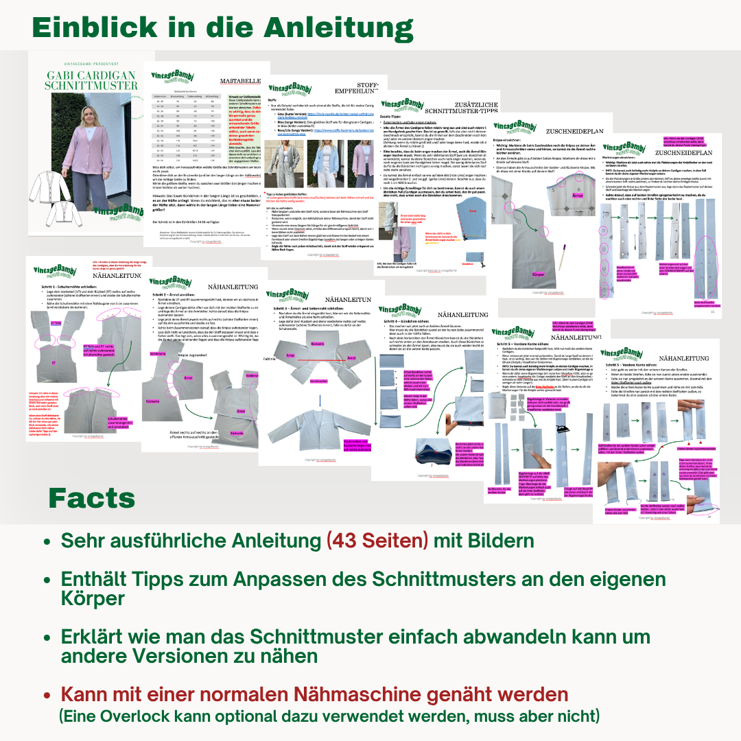 Gabi Cardigan Schnittmuster DEUTSCH