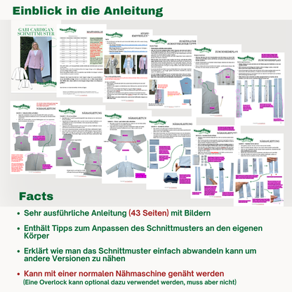 Gabi Cardigan Schnittmuster DEUTSCH