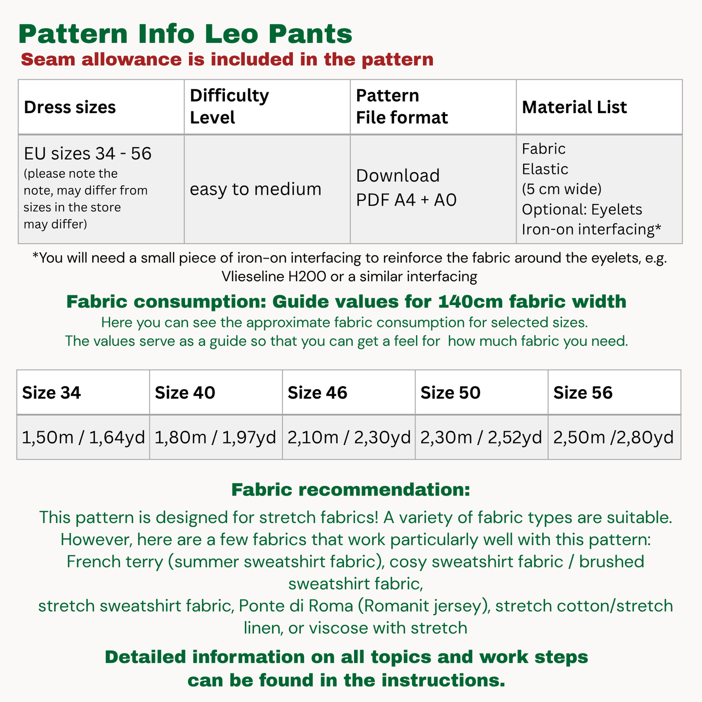 Leo pants sewingpattern ENGLISH