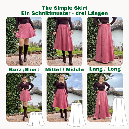 "The simple Skirt" Schnittmuster DEUTSCH
